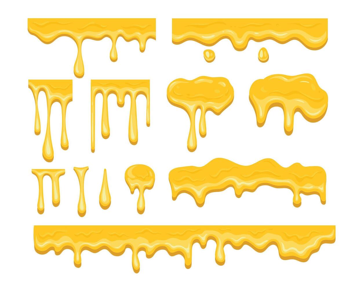 Yellow dripping paint textures and elements vector
