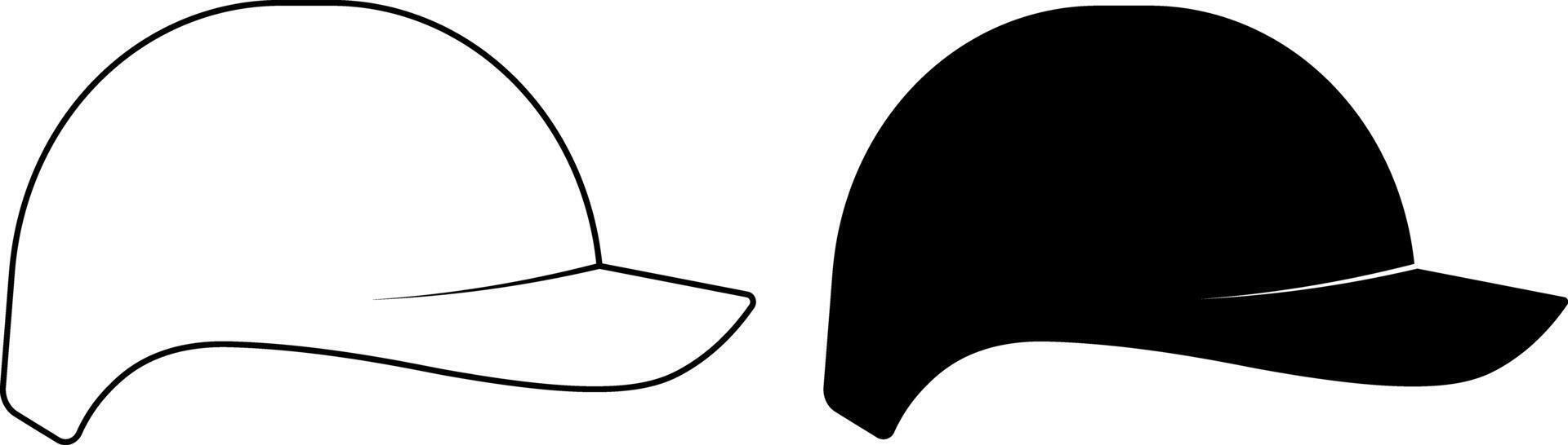 outline silhouette Batting helmet icon set vector