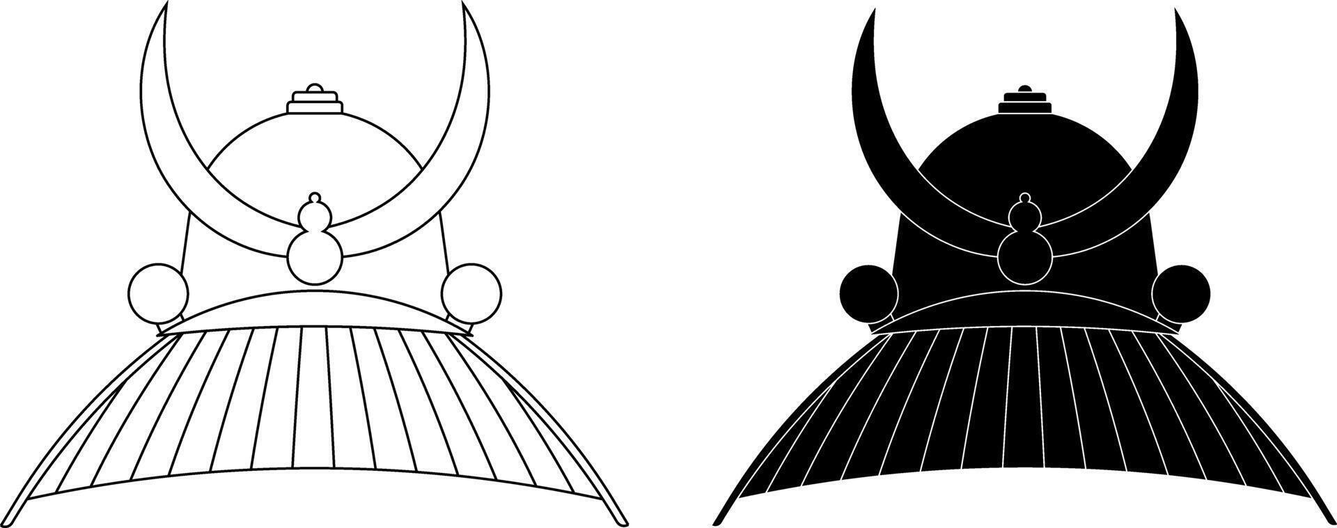 outline silhouette kabuto icon set vector