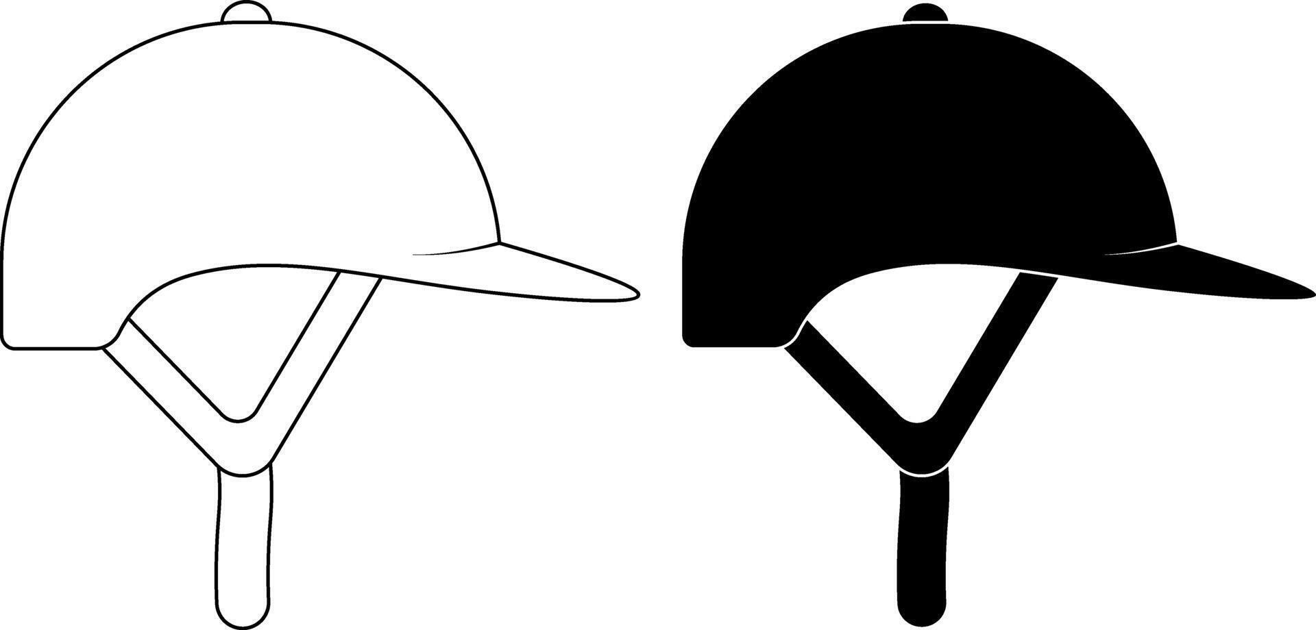 side view equestrian helmet icon set vector