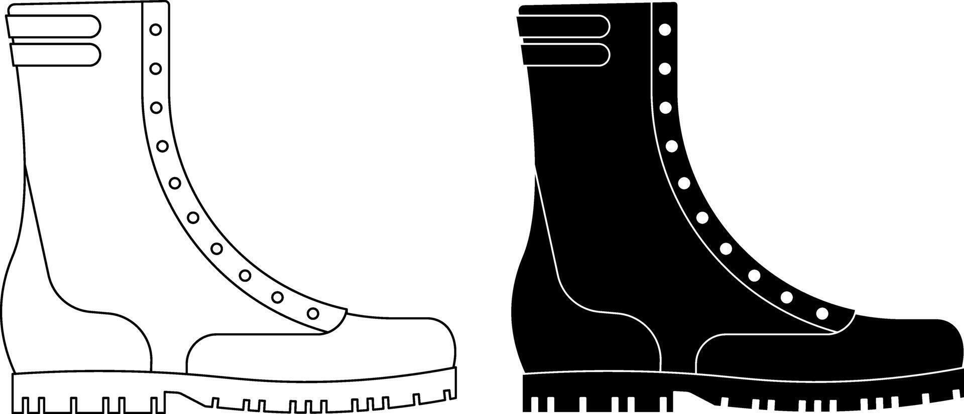 side view Combat or tactical boots icon set vector