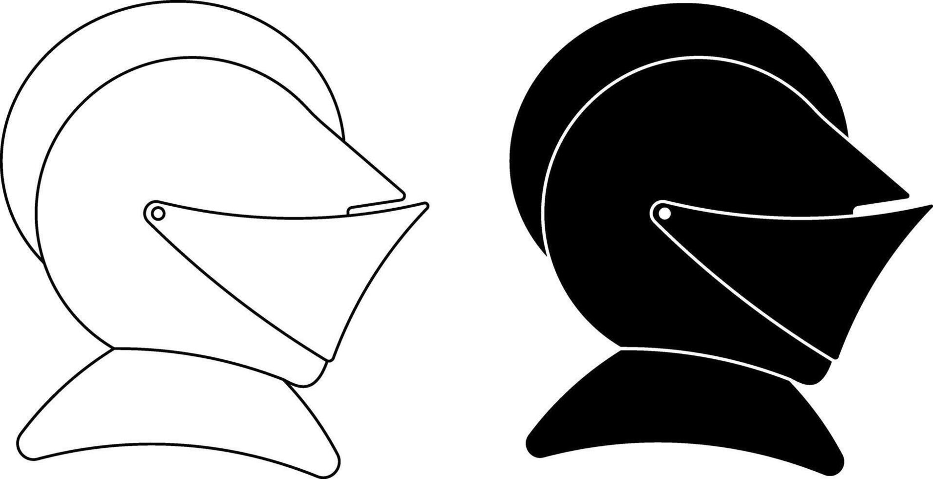 side view Close helmet icon set vector