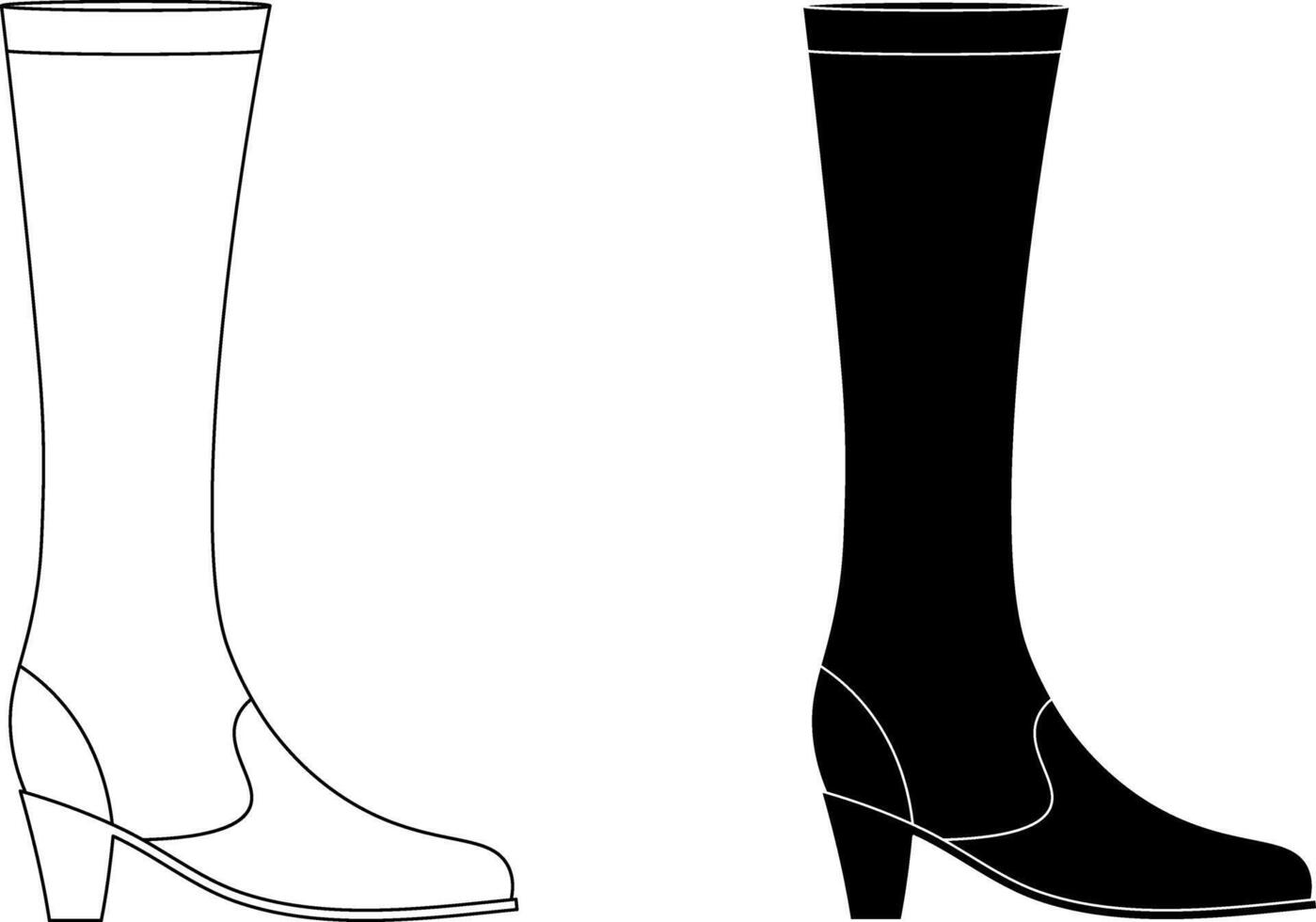 outline silhouette Fashion boot icon set vector