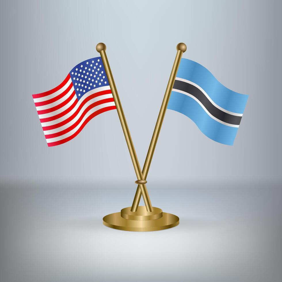 USA and Botswana table flag relation, with gradient background vector