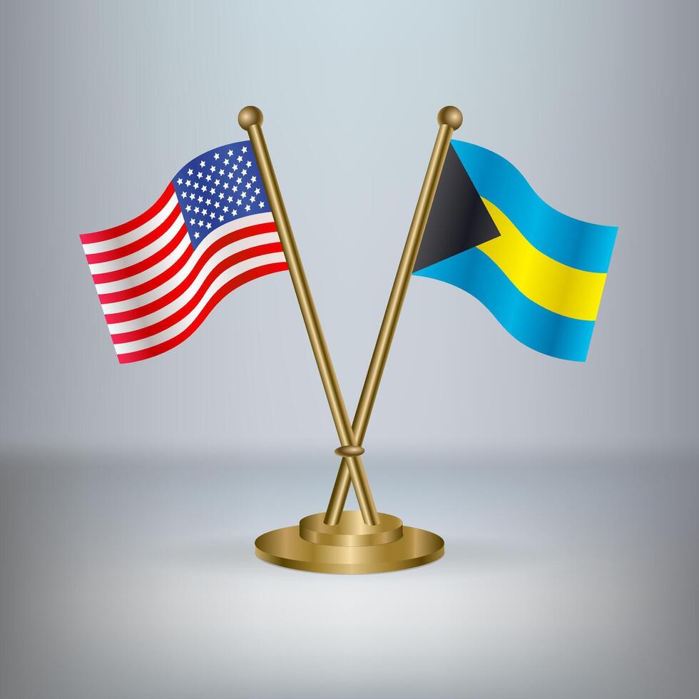USA and Bahamas table flag relation, with gradient background vector