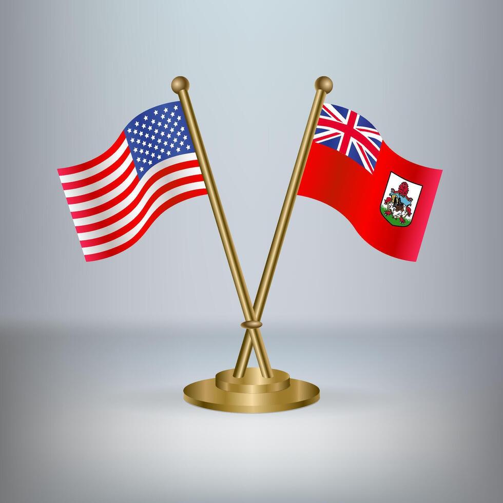 USA and Bermuda table flag relation, with gradient background vector