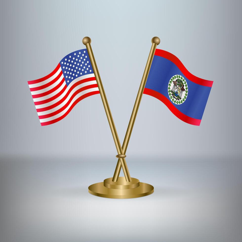 USA and Belize table flag relation, with gradient background vector