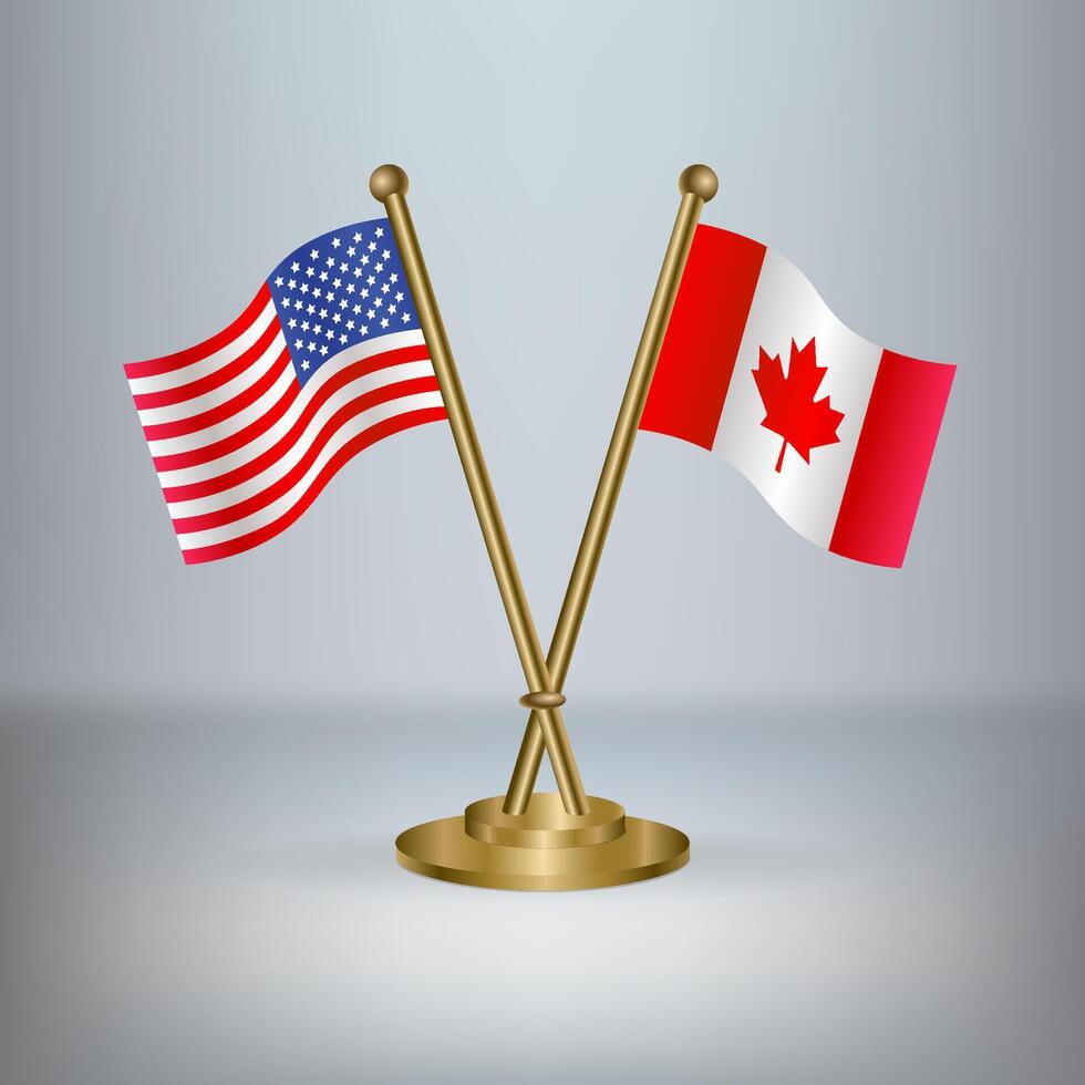 USA and Canada table flag relation, with gradient background vector
