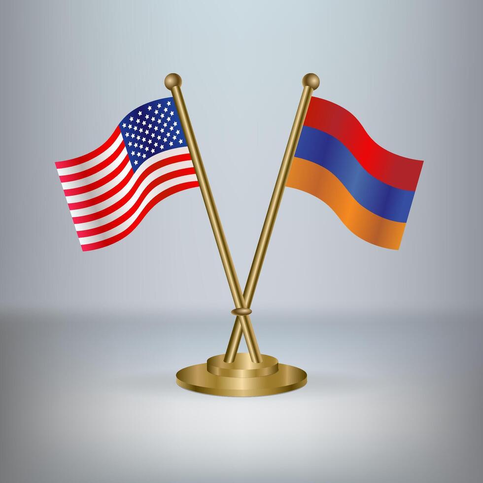 USA and Armenia table flag relation, with gradient background vector