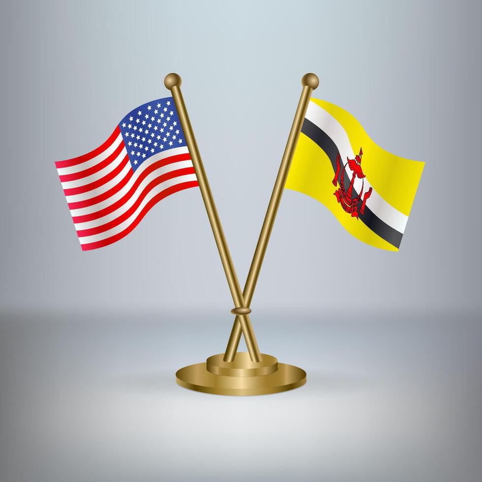 USA and Brunei table flag relation, with gradient background vector
