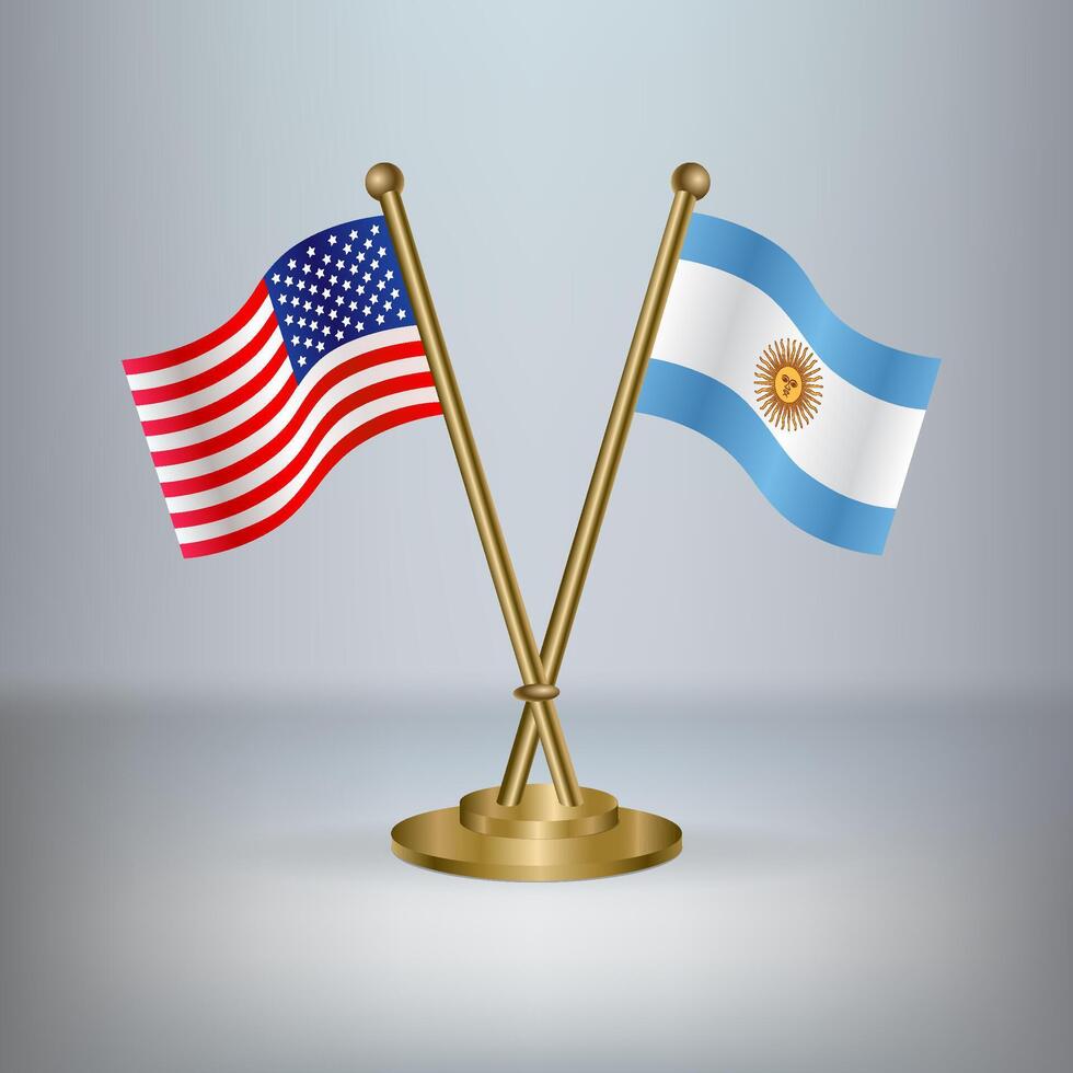 USA and Argentina table flag relation, with gradient background vector