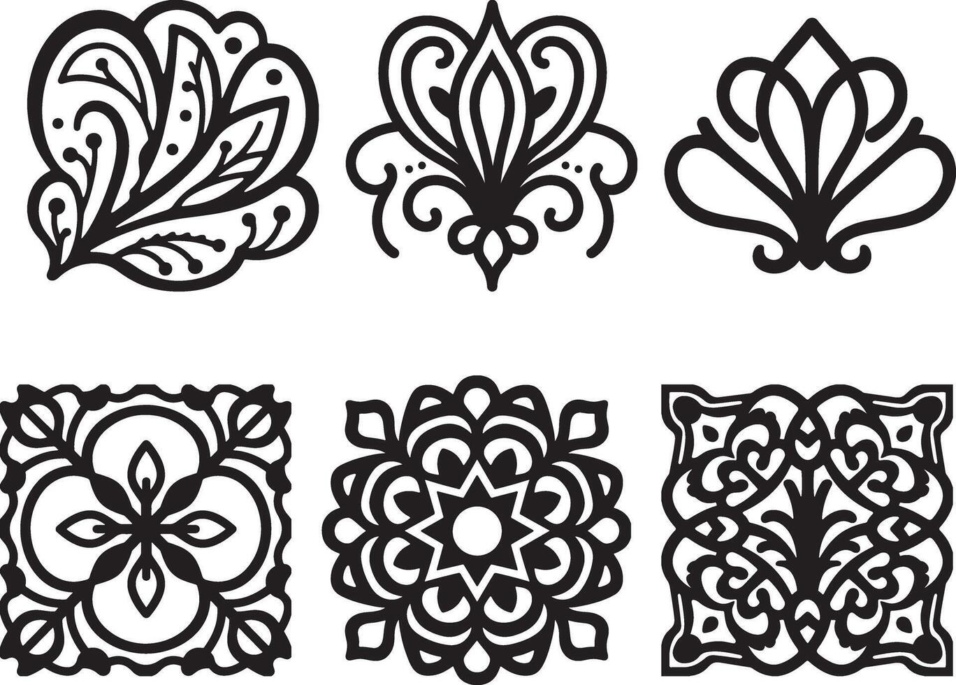 Intricate Black and White Design Elements for Various Applications vector
