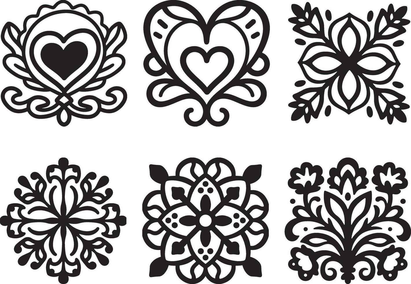 Luxury ornamental Intricate Black and White Decorative Design Elements vector