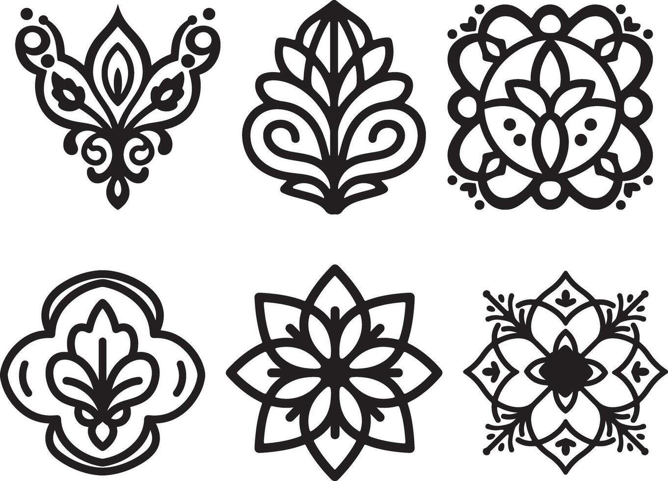 The ornamental Patterns of Intricate Black Line Art Decorative Set vector