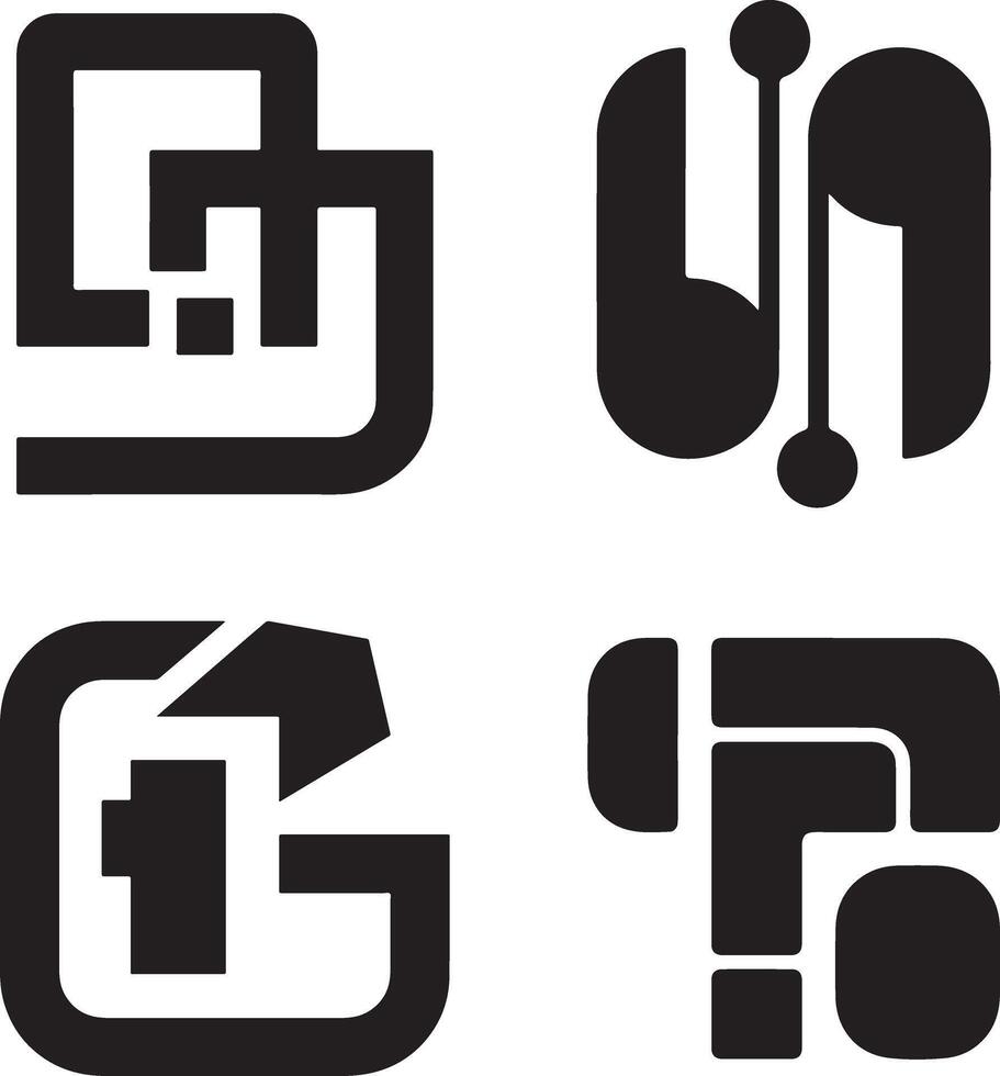 Abstract Black and White Technology Icon vector