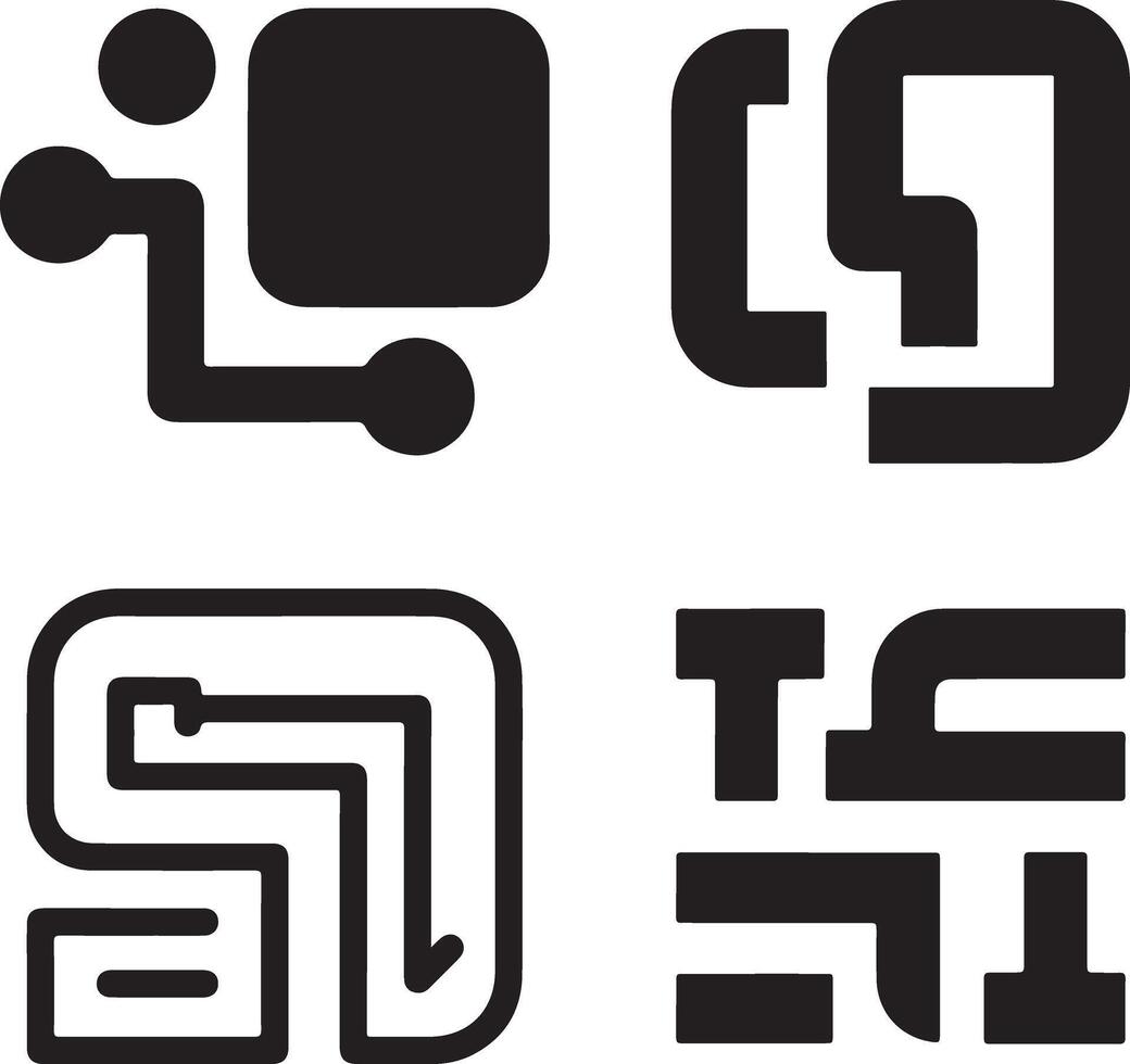 Abstract Geometric Shapes Logo and Icon for Technology or Design vector
