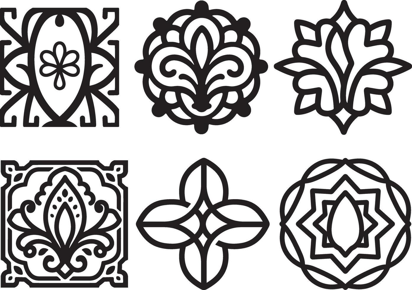 Intricate Black and White Design Elements for Various Application vector