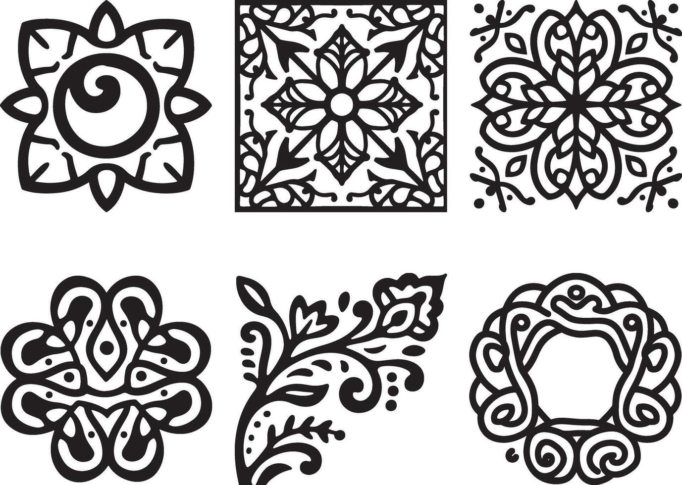 Luxury ornamental Set of Intricate Black Line Art Decorative Element vector