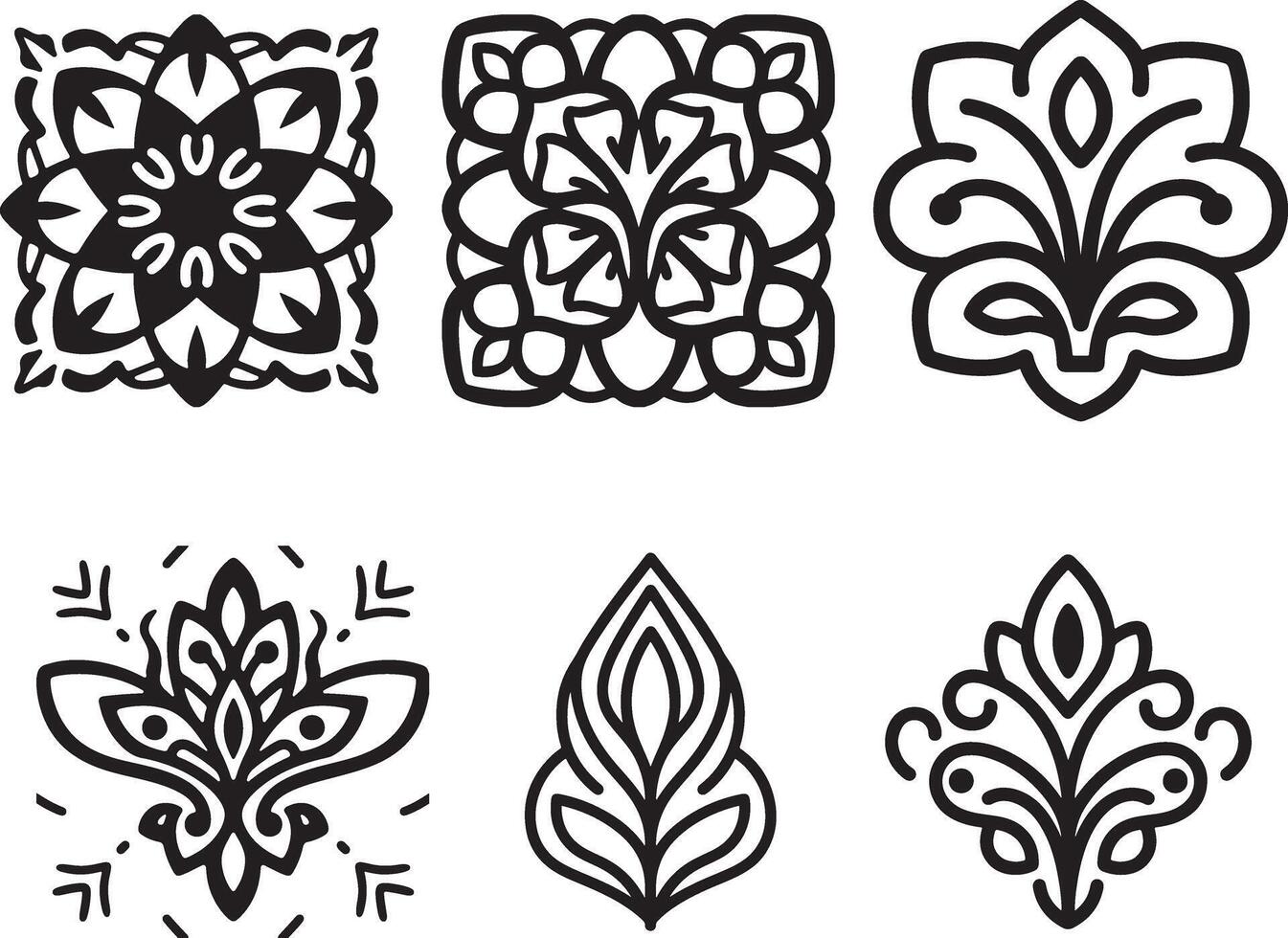 Intricate Black Line Art Designs for Decorative Purposes vector