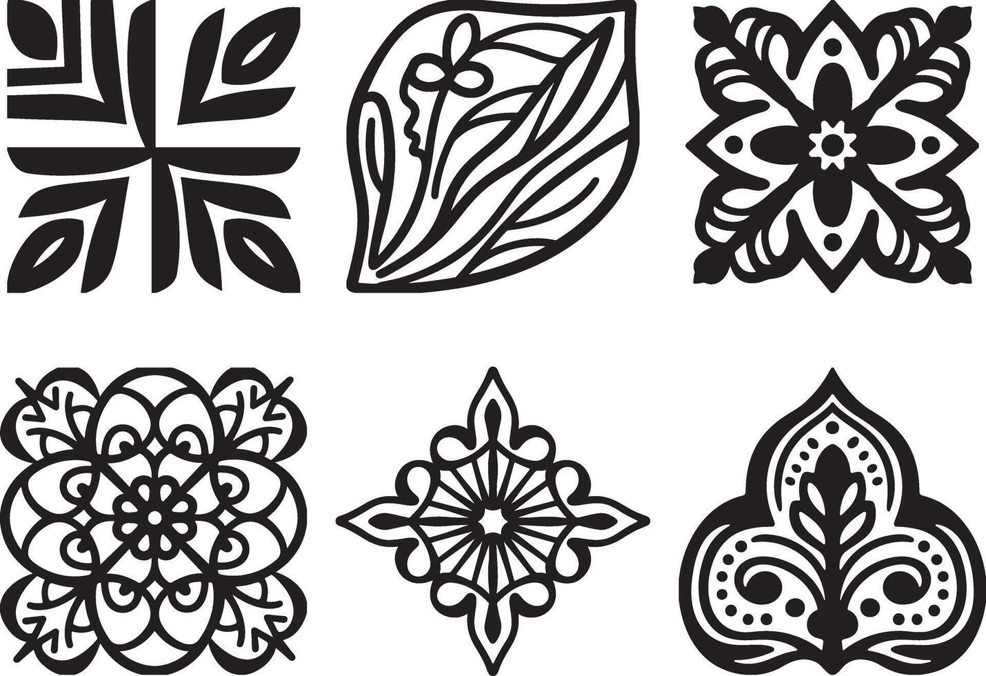 Luxury ornamental Collection of Intricate Black and White Decorative Design vector