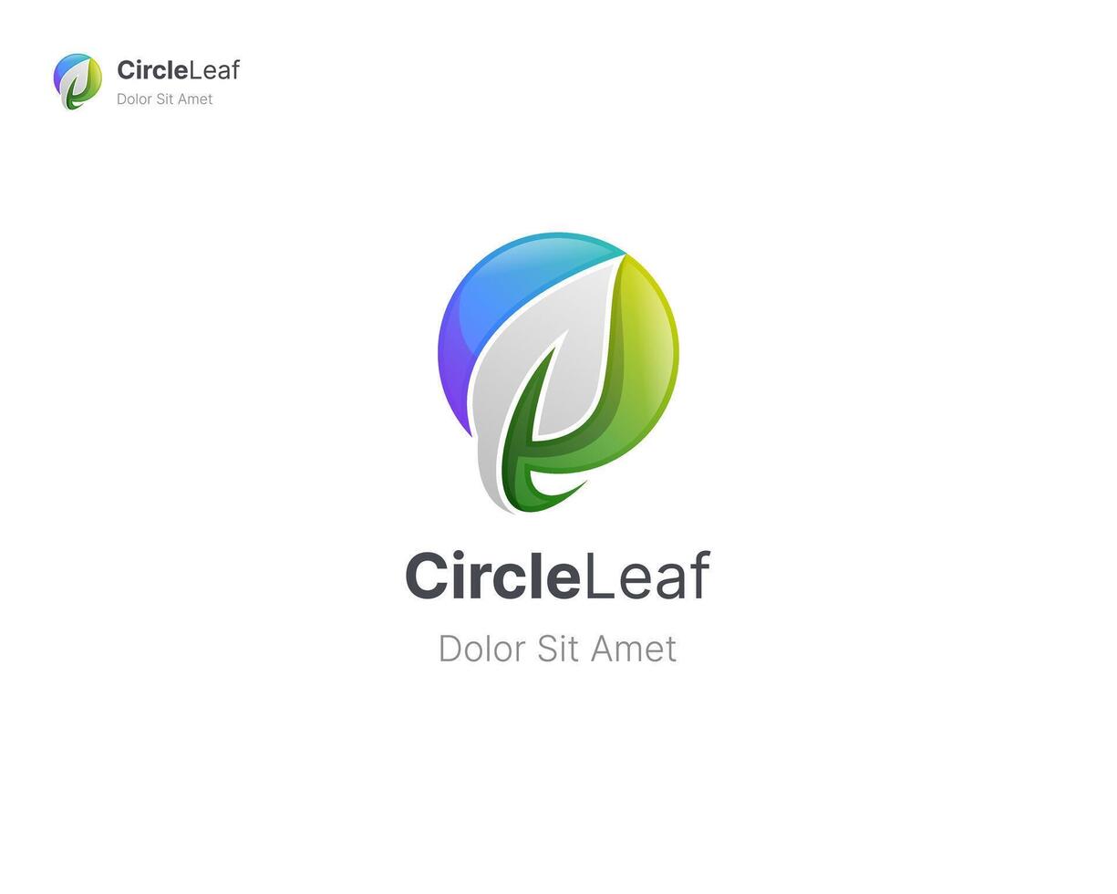 Circle gradient with leaf logo vector