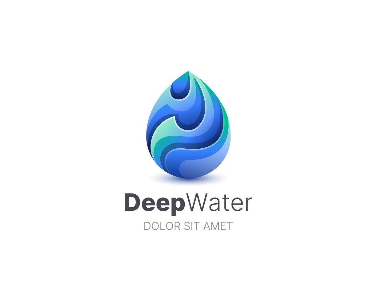 DeepWater logo with blue swirl design vector