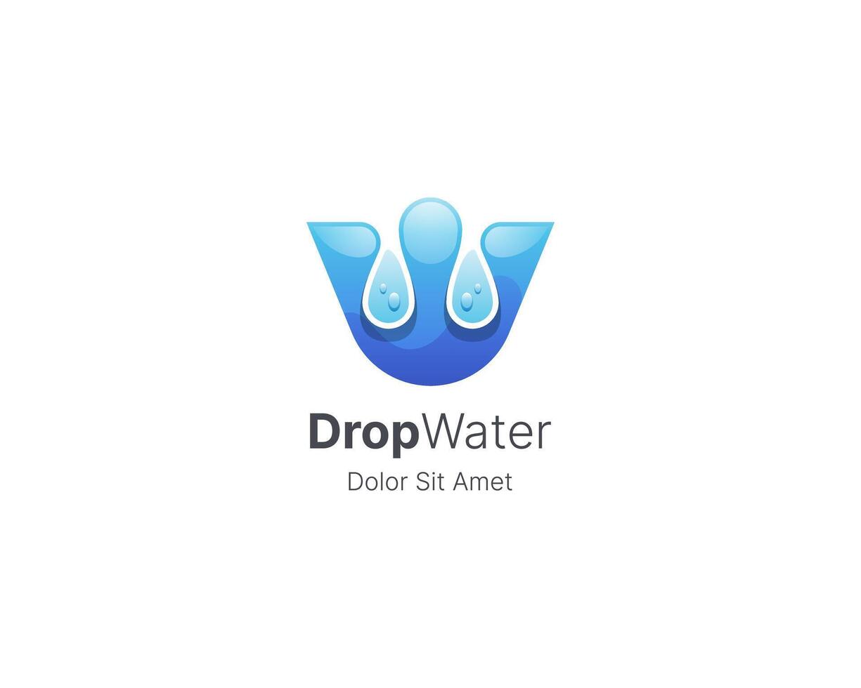 DropWater logo with water droplets vector