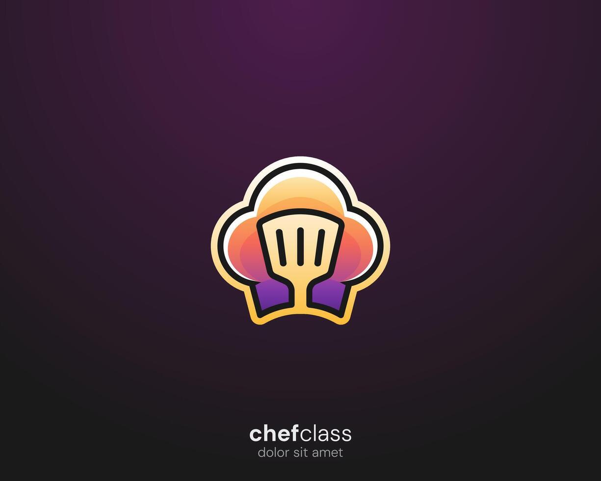 Creative colorful chef hat with spatula logo vector