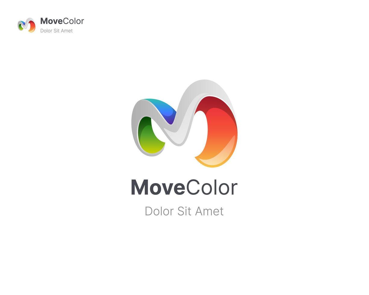 3d colorful letter m logo gradient vector