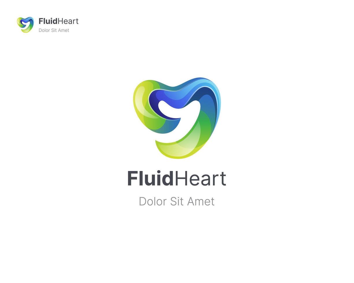 FluidHeart logo design concept vector