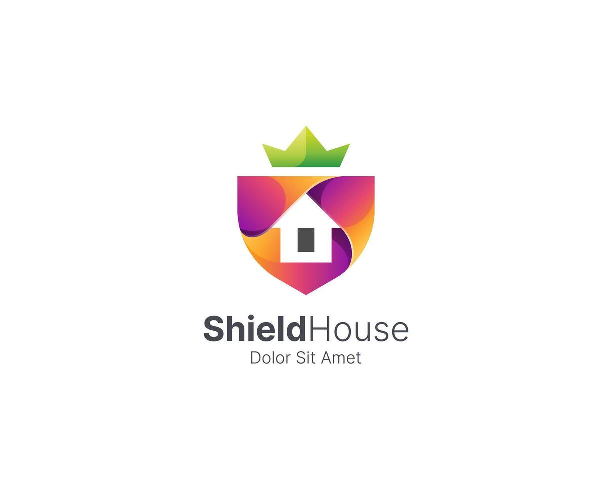 Colorful ShieldHouse logo design vector