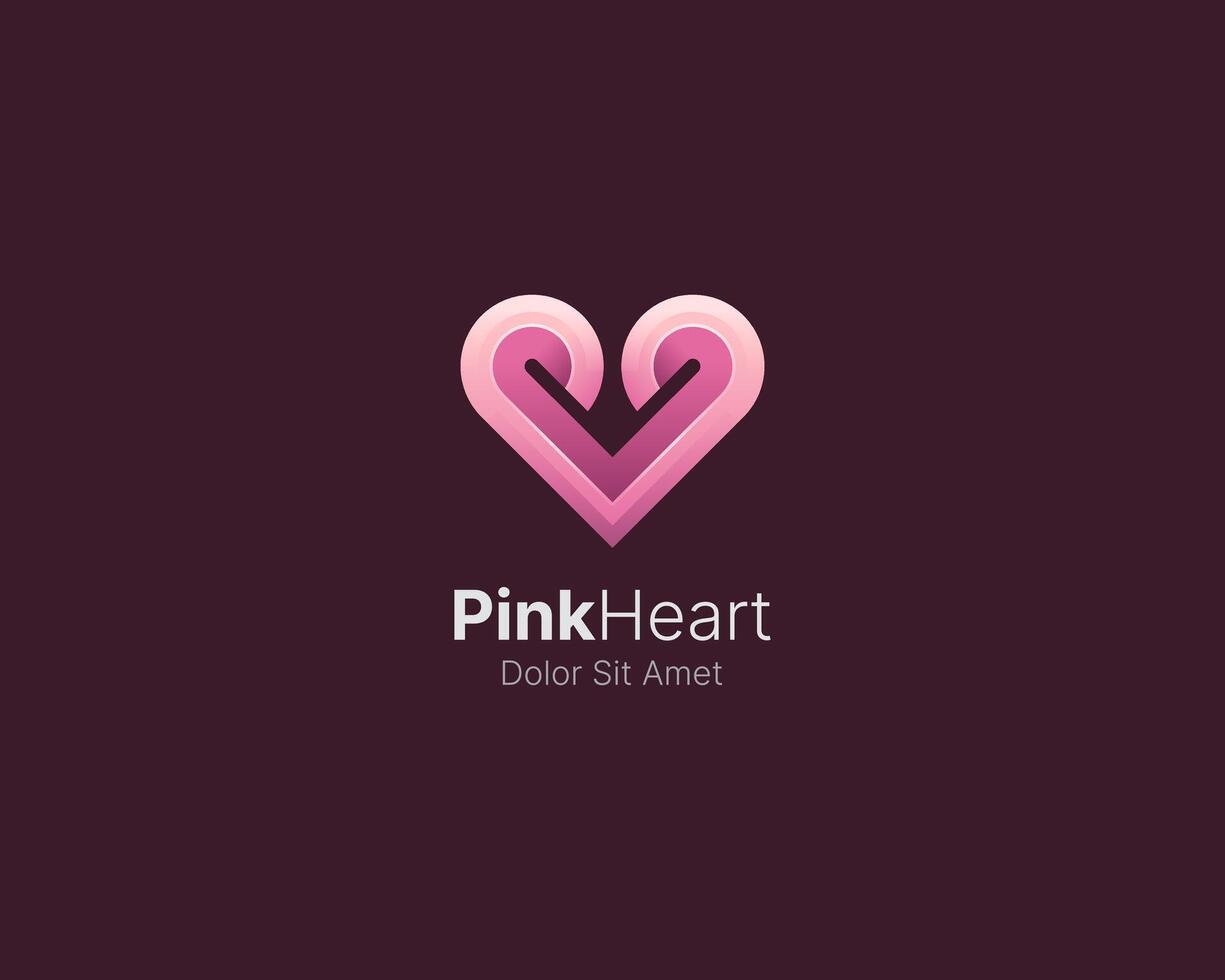Pinky heart with smooth gradient logo vector