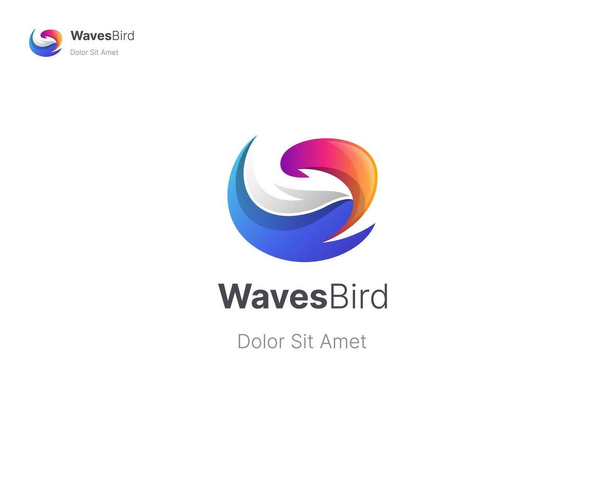 WavesBird logo design vector