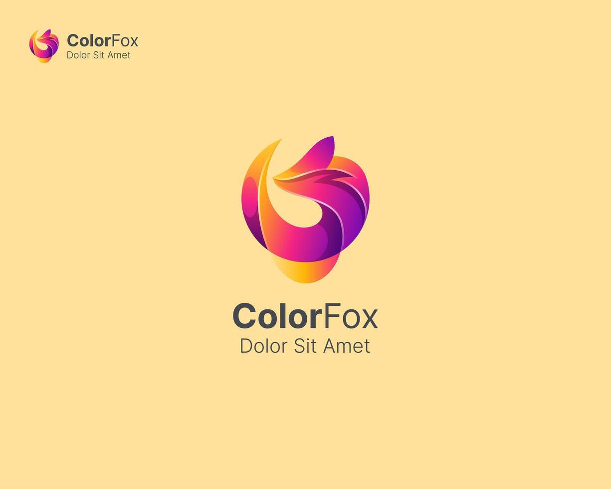 Colorful fox with smooth gradient logo vector