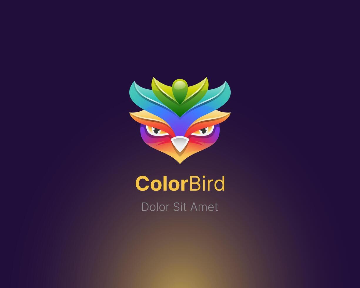 Colorful bird face with smooth gradient logo vector