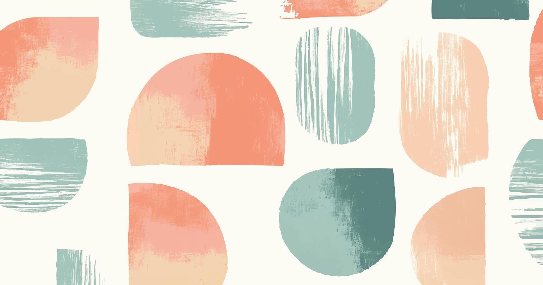 Seamless Abstract Pattern with Hand-Painted Geometric Shapes and Pastel Colors vector