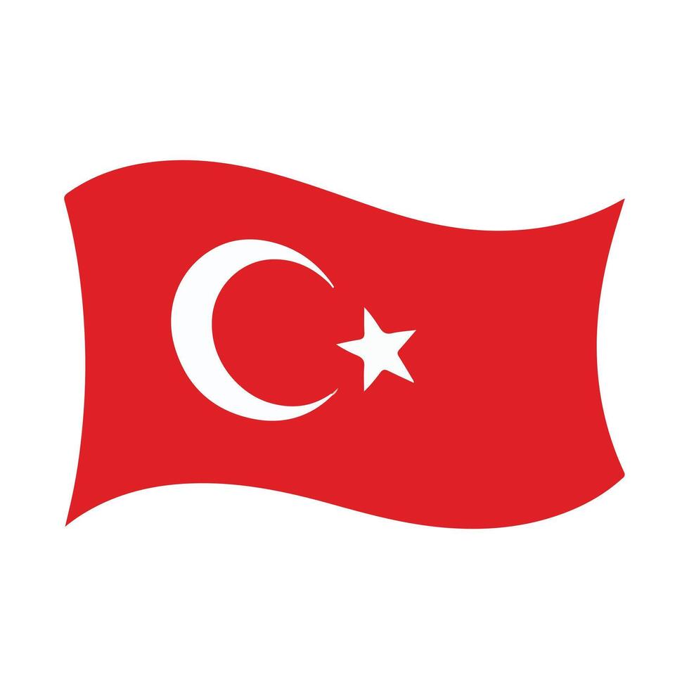 Turkey Flag Icon. Crescent and Star Symbol in Red Rectangle Design vector