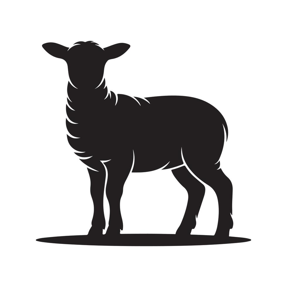 Lamb silhouette. Sheep silhouette isolated illustration. vector