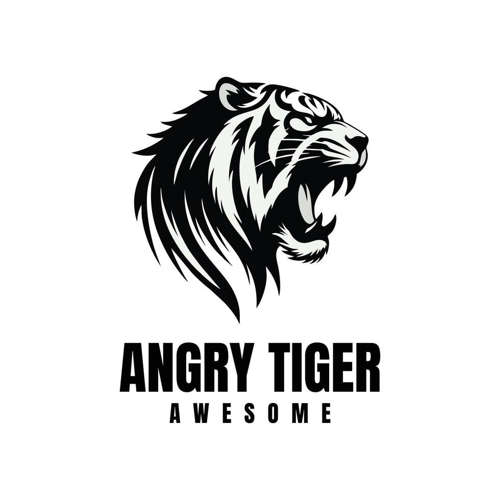 Head Tiger Silhouette design vector