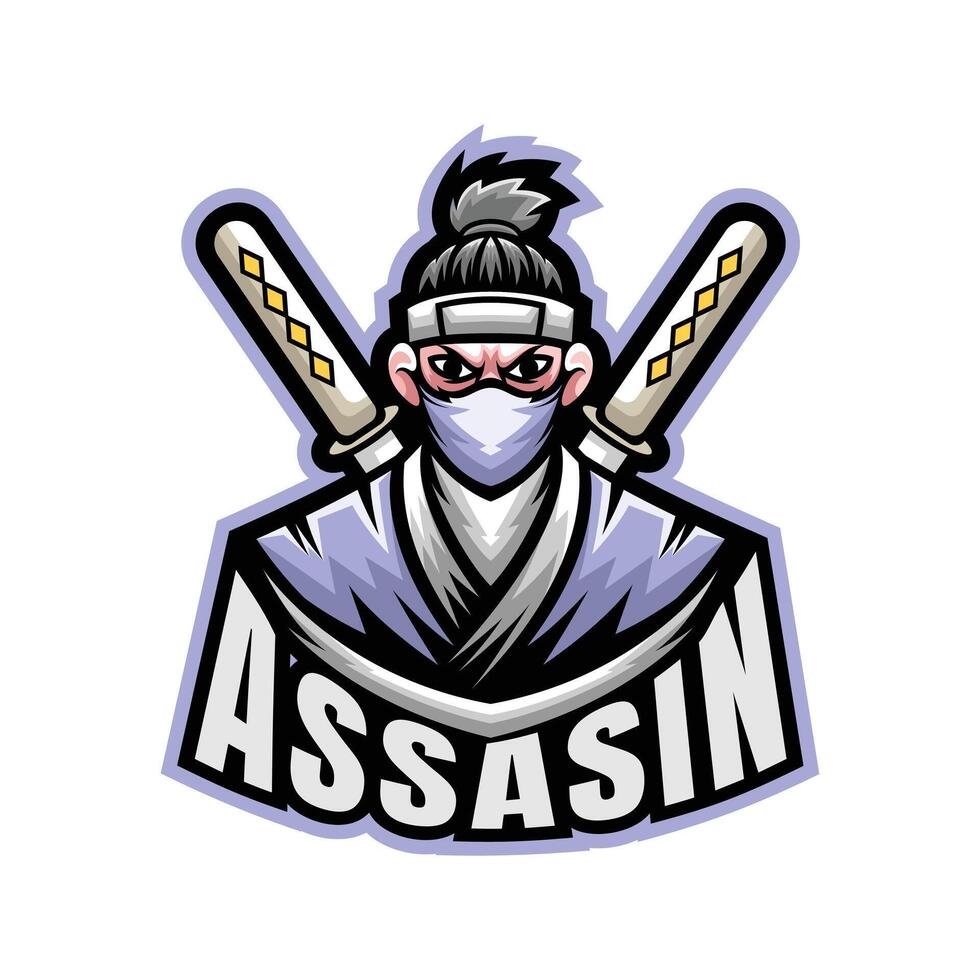 Assassin logo with swords vector