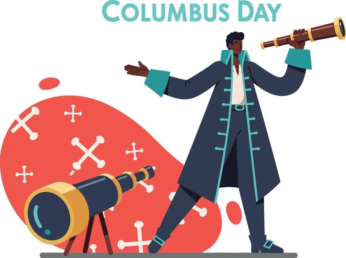 Christopher Columbus holding telescope celebrating Columbus Day exploration illustration vector