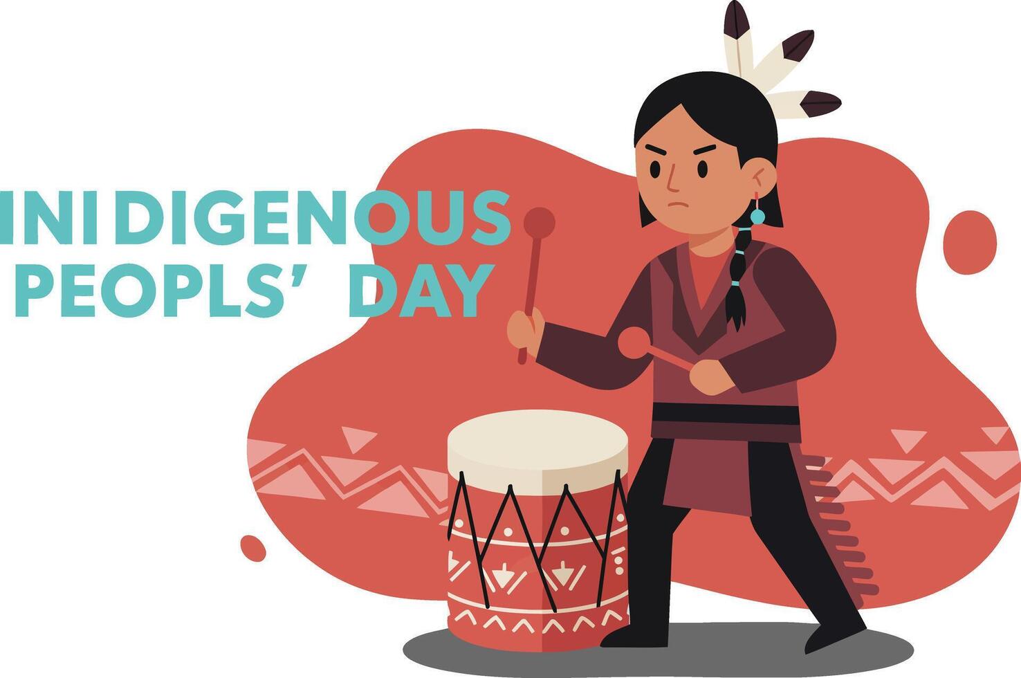 Indigenous peoples day illustration featuring native drummer in traditional attire celebrating culture and heritage vector