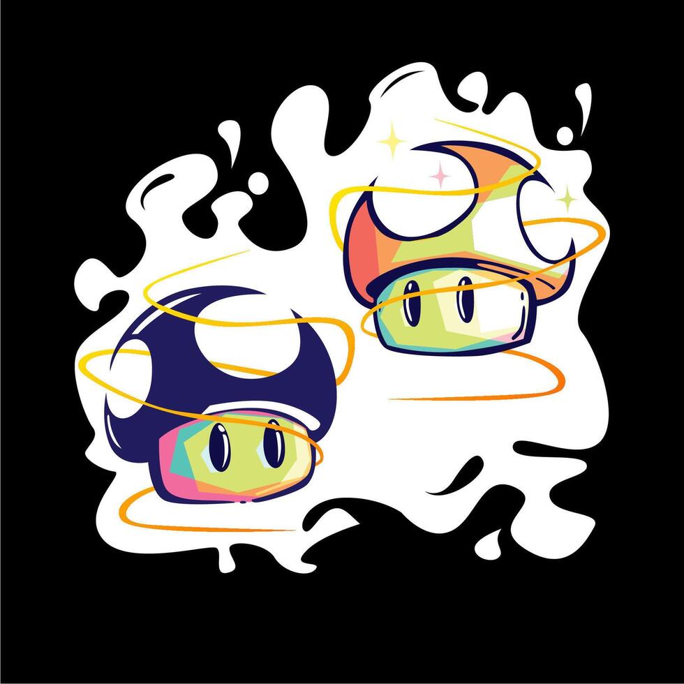 two mushroom pop art vector