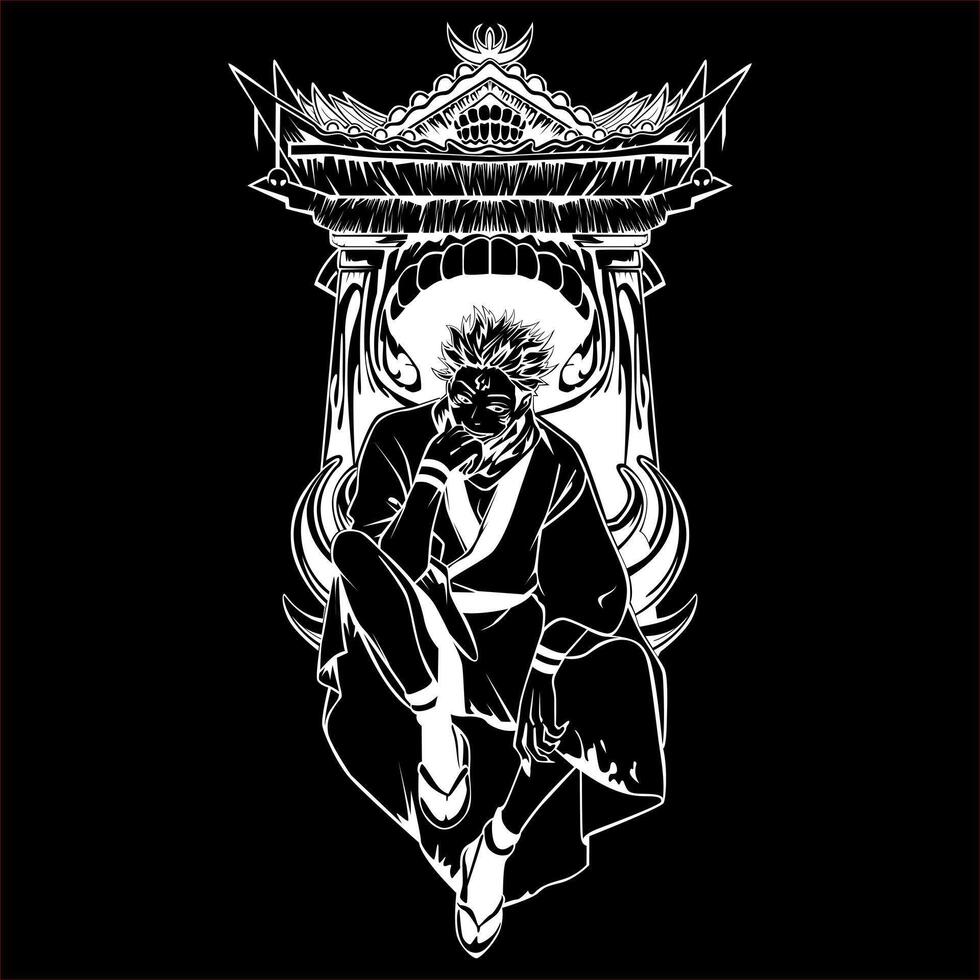 SUKUNA ryomen line art vector