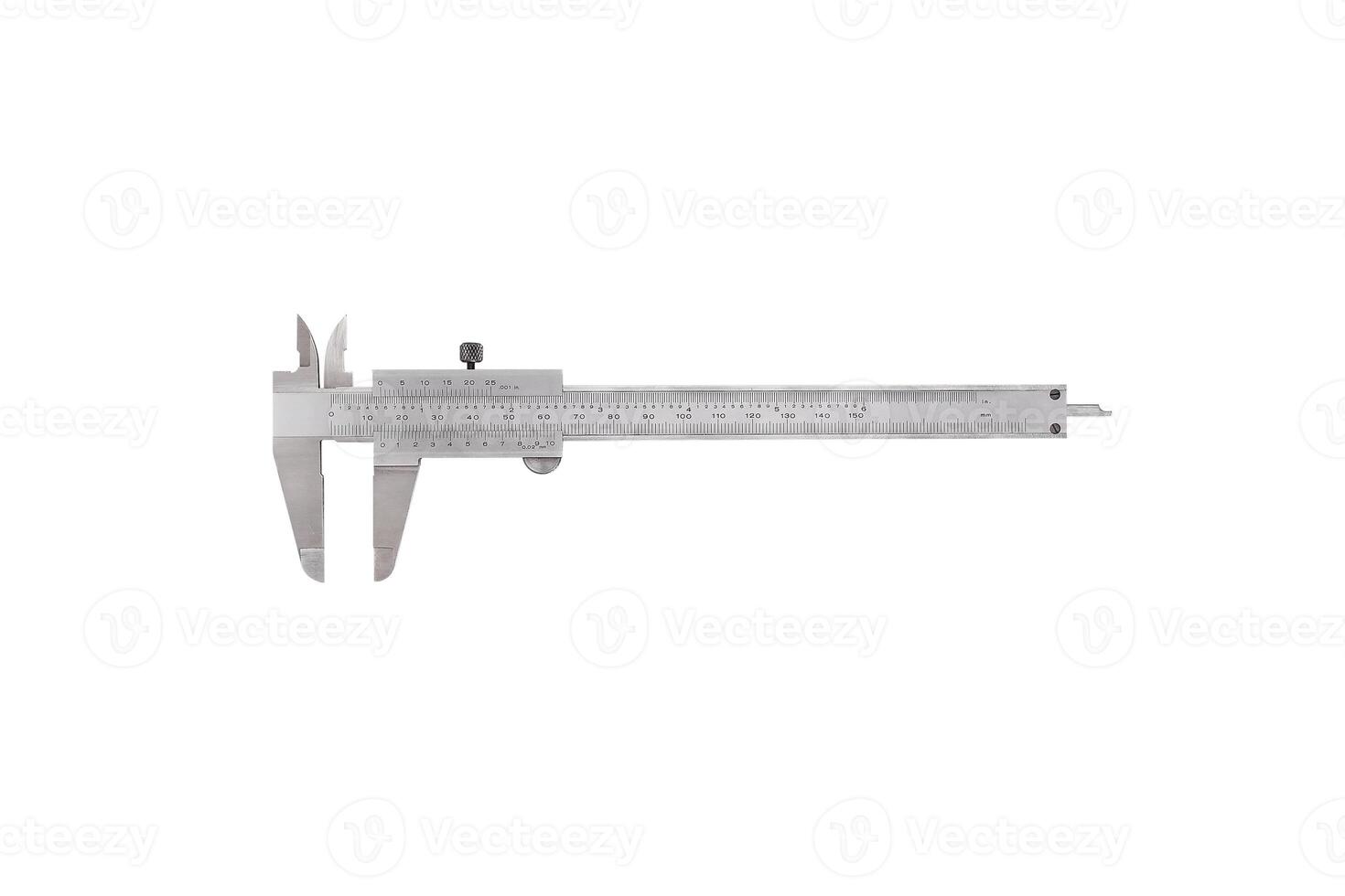 Precision Caliper, A stainless steel vernier caliper, a precision measuring tool, is isolated on a white background. include clipping path photo