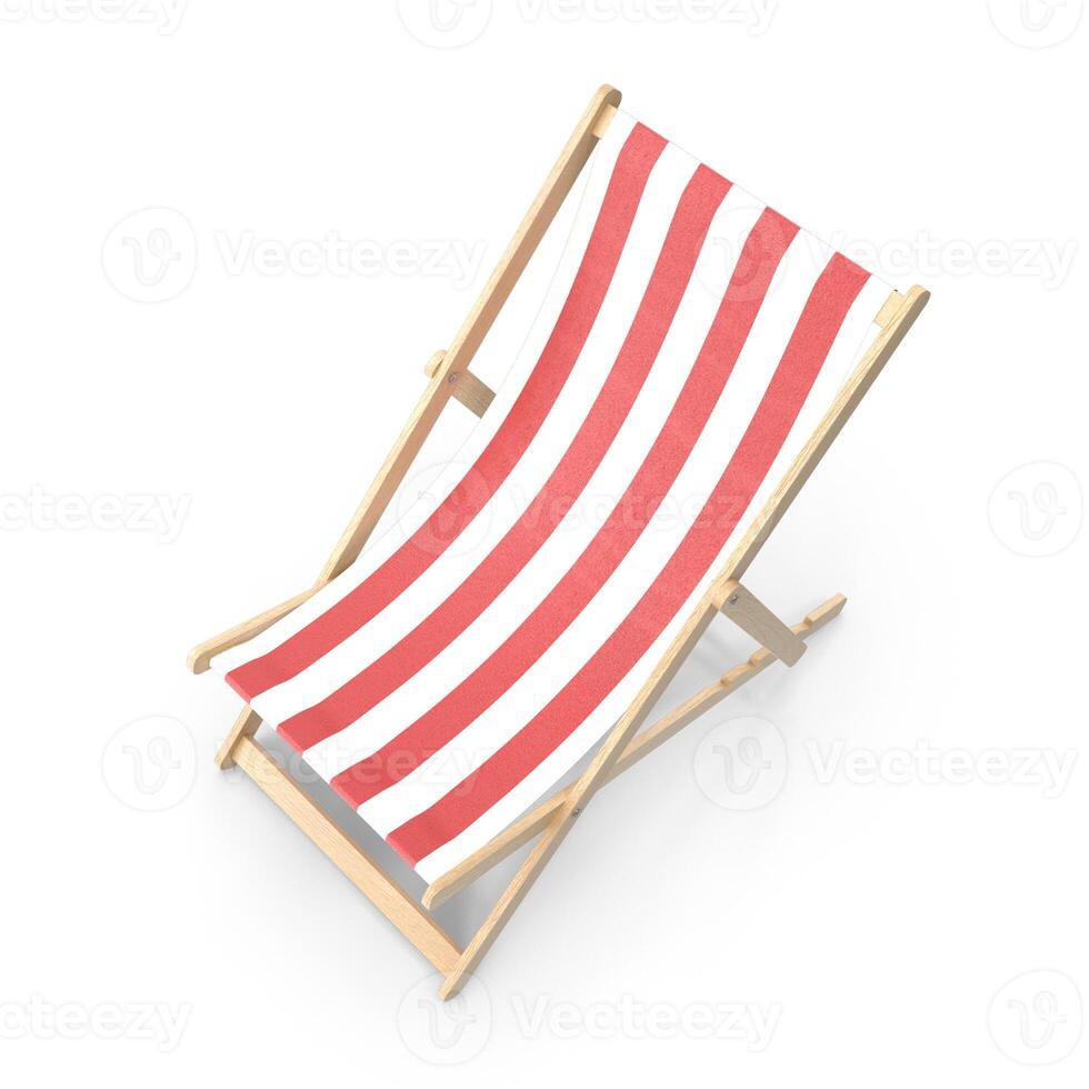 Red and White Striped Deck Chair, Summer Relaxation and Beach Vibes 3d, white background photo