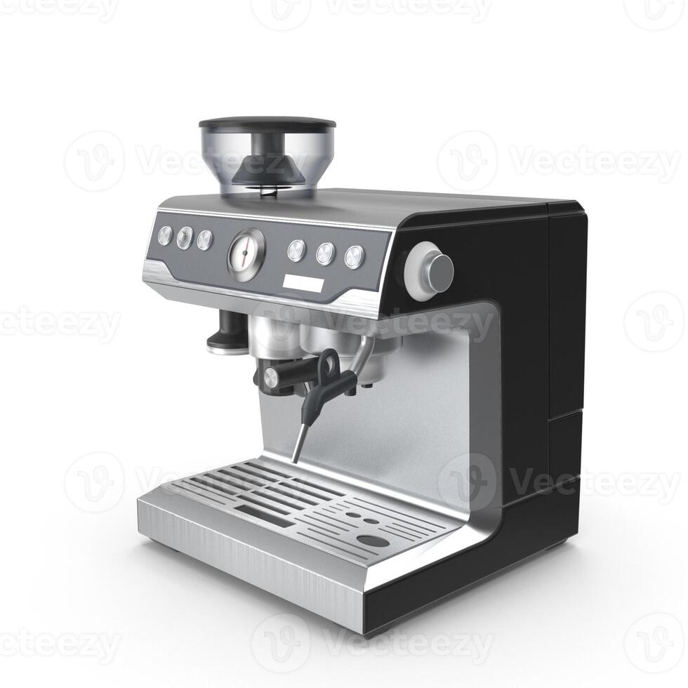 Espresso Machine, Professional Coffee Maker, Stainless Steel Design 3d, white background photo