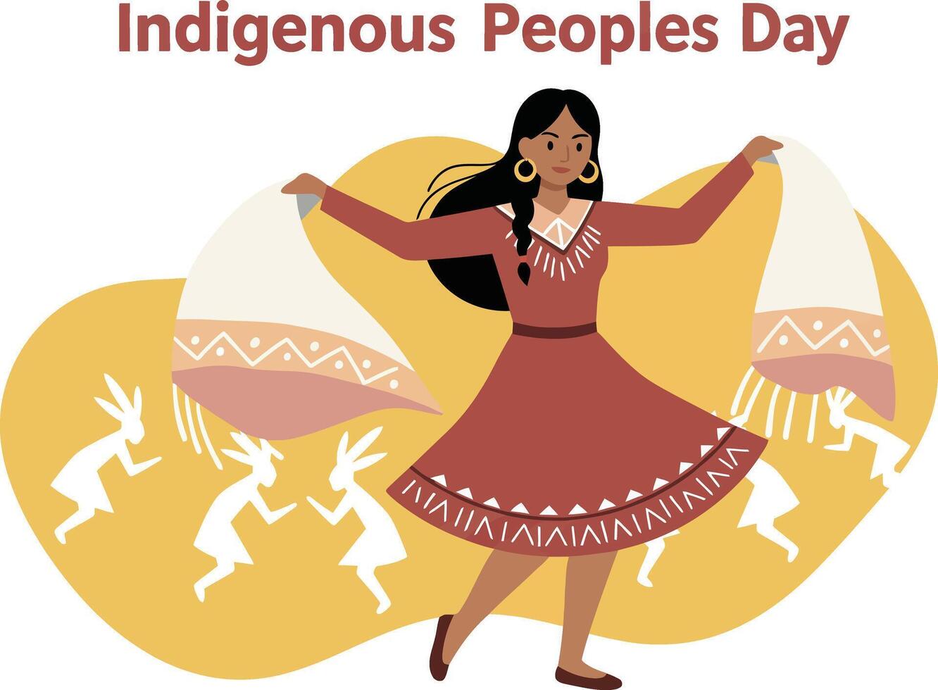 Indigenous Peoples Day celebration with native woman dancing in traditional dress illustration cultural heritage and unity vector