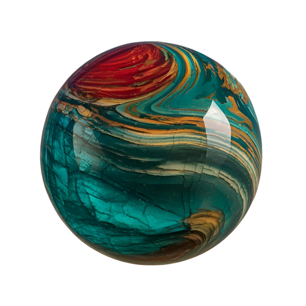 Sphere with colorful swirling patterns, cut out transparent png
