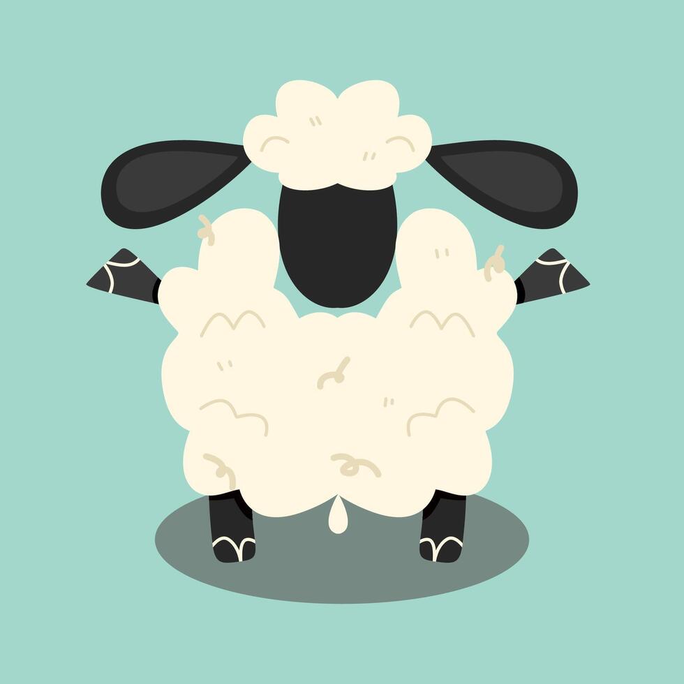 faceless happy sheep with little tail vector